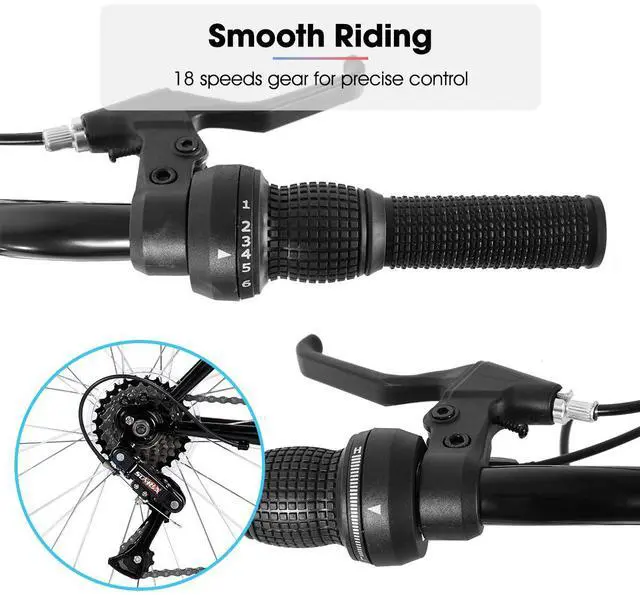 Alt view image 3 of 6 - HILAND 24 26 Inch Mountain Bike with 21 - Speed for Men Women, High - Carbon Steel Frame, Sport Cycling MTB Bicycle for Adult