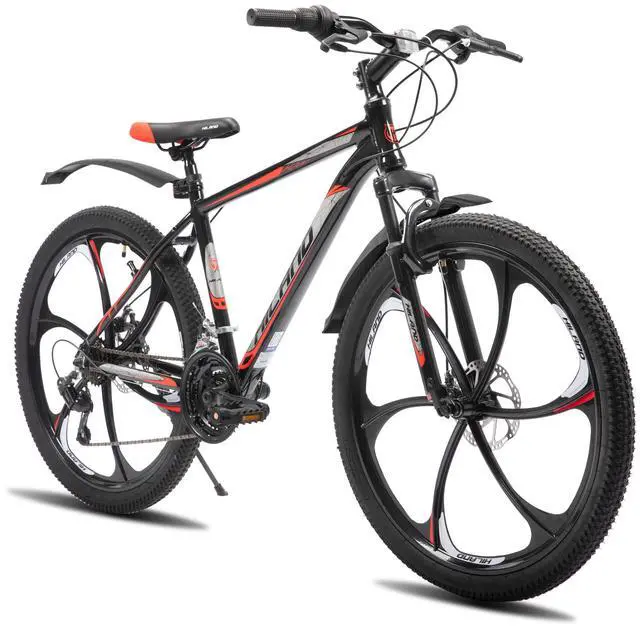 Main image of HILAND 26 Inch Mountain Bike for Men Women Adults, 18-Speed, Disc Brake, Lightweight Aluminum Frame, 6 Spokes MTB Black