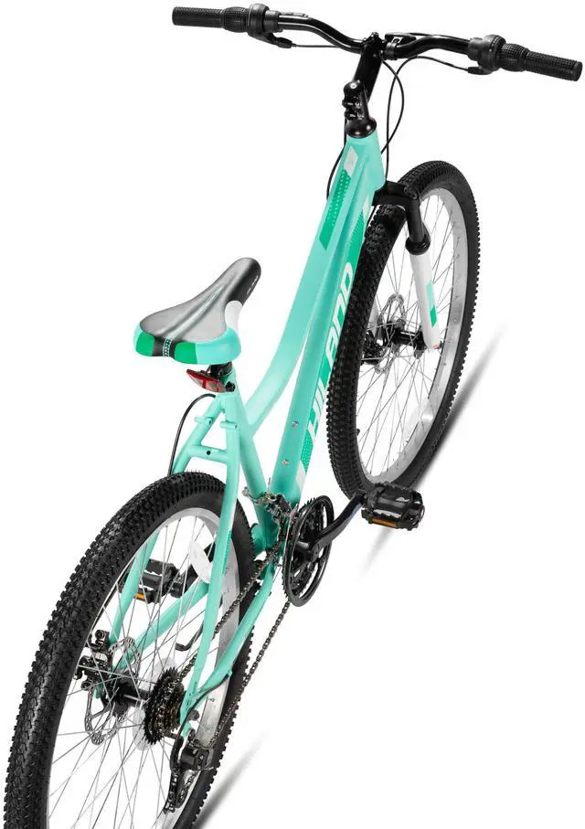 Alt view image 6 of 7 - HILAND 26 Inch Womens Mountain Bike with 18-Speed, Step-Through Frame, Suspension Fork MTB Bicycle for Women Men Adult Green