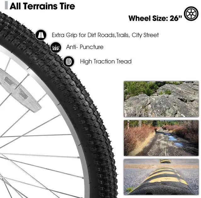 Alt view image 6 of 7 - HILAND 26 Inch Full Suspension Mountain Bike, 18-Speed High Carbon Steel Frame, Dual V-Brake MTB for Men Women Adult Bicycle Black