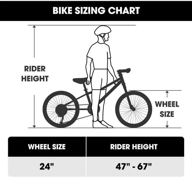 Alt view image 7 of 7 - HILAND 24 Inch Mountain Bike for Boys Girls with Suspension Fork, HI-TEN Steel Frame, 7-Speed Kids' MTB Bicycle, Black