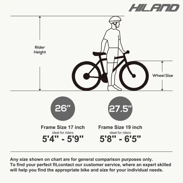 Alt view image 7 of 7 - HILAND 26 Inch Mountain Bike, Mens Womens MTB with 21 Speeds, High-Tensile Steel Frame Bike, V Brake, Hardtail Bicycle for Adult Grey