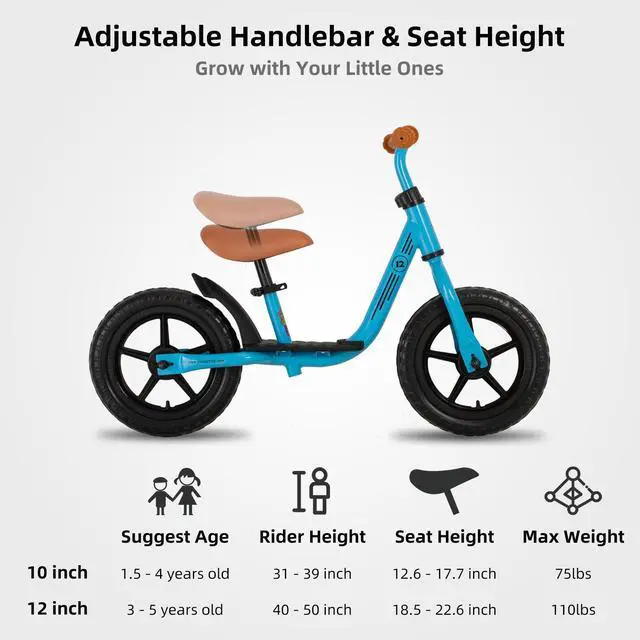 Alt view image 4 of 7 - JOYSTAR Roller 10" Toddler Balance Bike for Girls Boys, Ages 18 Months to 5 Years, Kids Push Bike with Footrest, Blue