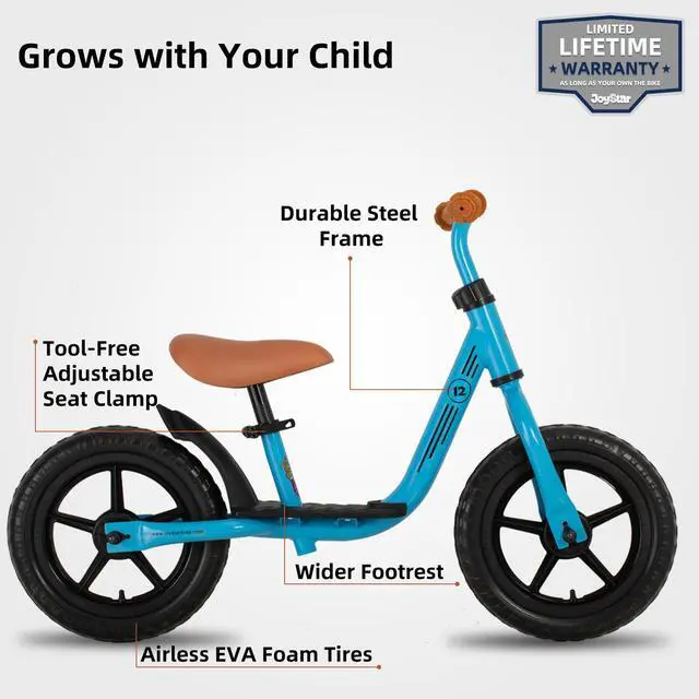 Alt view image 6 of 7 - JOYSTAR Roller 12" Toddler Balance Bike for Girls Boys, Ages 18 Months to 5 Years, Kids Push Bike with Footrest, Blue