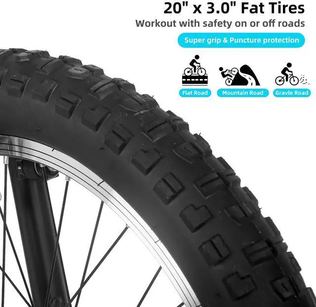 Alt view image 3 of 7 - JOYSTAR 20 Inch Mountain Bike for Kids Ages 7-13, 7 Speed Disc Brakes MTB, Fat Tire Kids Bicycles for Boys Girls, Blue