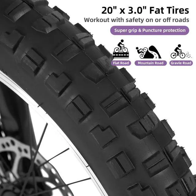 Alt view image 4 of 7 - JOYSTAR 20 Inch Mountain Bike for Kids Ages 7-13, 7 Speed Disc Brakes MTB, Fat Tire Kids Bicycles for Boys Girls, Purple