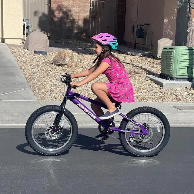Alt view image 2 of 7 - JOYSTAR 20 Inch Mountain Bike for Kids Ages 7-13, 7 Speed Disc Brakes MTB, Fat Tire Kids Bicycles for Boys Girls, Purple
