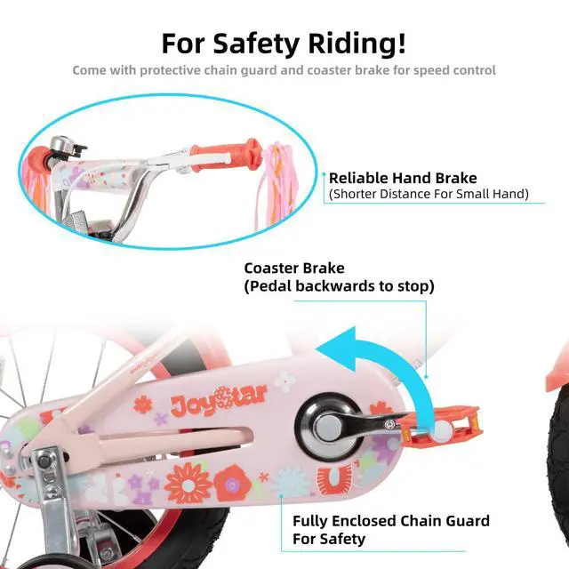 Alt view image 4 of 7 - JOYSTAR Little Violet 12" Kids Bike with Training Wheels & Basket, Children's Bicycle for Girls Ages 2-4, Orange