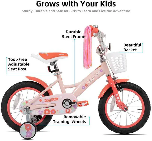 Alt view image 3 of 7 - JOYSTAR Little Violet 12" Kids Bike with Training Wheels & Basket, Children's Bicycle for Girls Ages 2-4, Orange