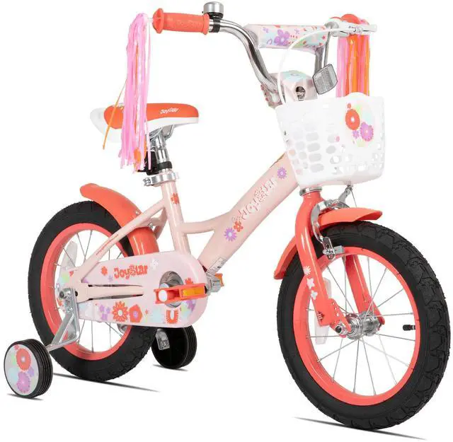 Main image of JOYSTAR Little Violet 12" Kids Bike with Training Wheels & Basket, Children's Bicycle for Girls Ages 2-4, Orange