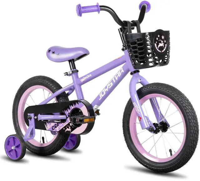 Main image of JOYSTAR Cervine 16" Kids Bike with Training Wheels Basket, Coaster Brake Child's Bike for 4-7 Years Old Boys Girls Purple