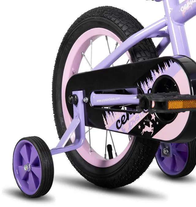 Alt view image 6 of 7 - JOYSTAR Cervine 16" Kids Bike with Training Wheels Basket, Coaster Brake Child's Bike for 4-7 Years Old Boys Girls Purple