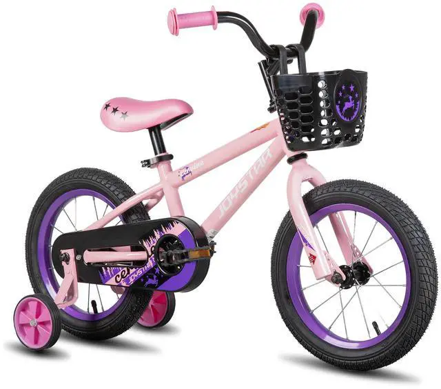 Main image of JOYSTAR Cervine 14" Kids Bike with Training Wheels Basket, Coaster Brake Child's Bike for 3-5 Years Old Boys Girls Pink