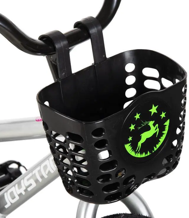 Alt view image 6 of 7 - JOYSTAR Cervine 16" Kids Bike with Training Wheels Basket, Coaster Brake Child's Bike for 4-7 Years Old Boys Girls Gray