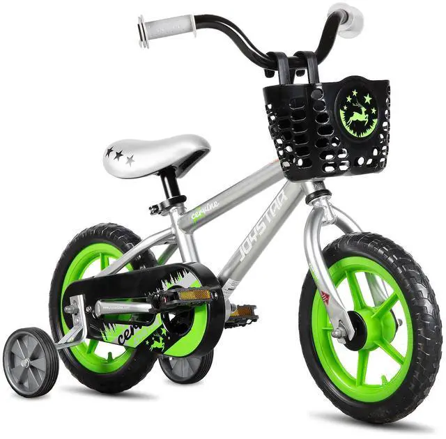 Main image of JOYSTAR Cervine 12" Kids Bike with Training Wheels Basket, Coaster Brake Child's Bike for 2-4 Years Old Boys Girls Gray