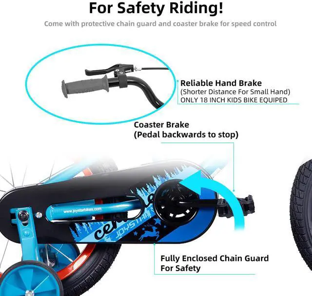 Alt view image 3 of 7 - JOYSTAR Cervine 16" Kids Bike with Training Wheels Basket, Coaster Brake Child's Bike for 4-7 Years Old Boys Girls Blue