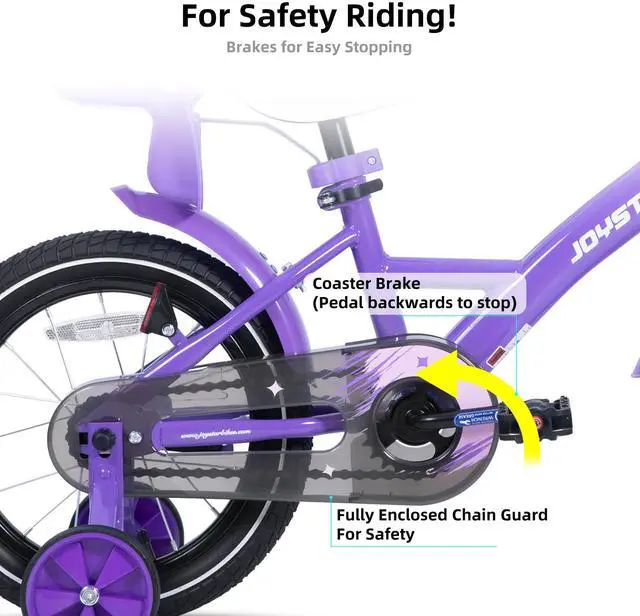 Alt view image 3 of 7 - JOYSTAR Zinnia 16" Kids Bike for Ages 4-7 Girls, Children's Bicycle with Training Wheels & Doll Seat, Purple