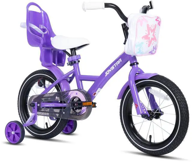 Main image of JOYSTAR Zinnia 16" Kids Bike for Ages 4-7 Girls, Children's Bicycle with Training Wheels & Doll Seat, Purple