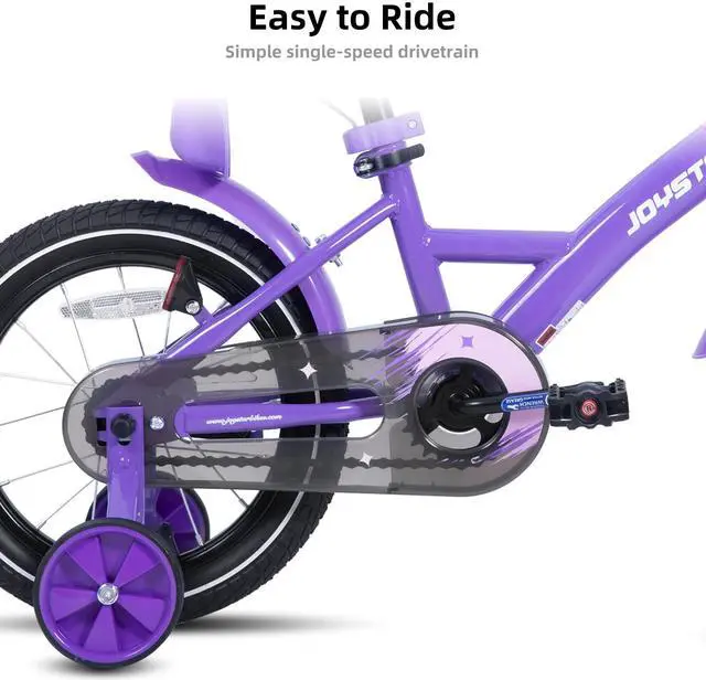 Alt view image 4 of 7 - JOYSTAR Zinnia 16" Kids Bike for Ages 4-7 Girls, Children's Bicycle with Training Wheels & Doll Seat, Purple