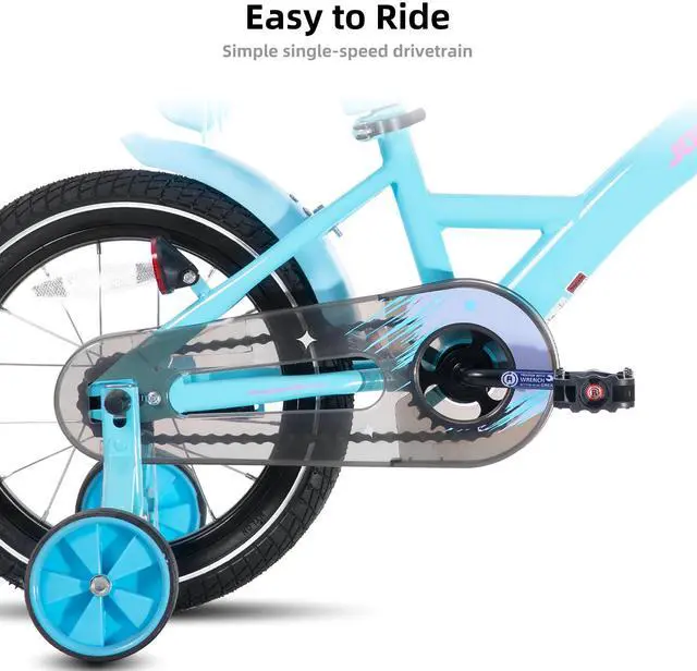 Alt view image 4 of 7 - JOYSTAR Zinnia 16" Kids Bike for Ages 4-7 Girls, Children's Bicycle with Training Wheels & Doll Seat, Blue
