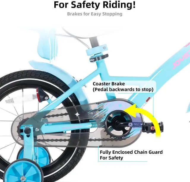 Alt view image 3 of 7 - JOYSTAR Zinnia 16" Kids Bike for Ages 4-7 Girls, Children's Bicycle with Training Wheels & Doll Seat, Blue
