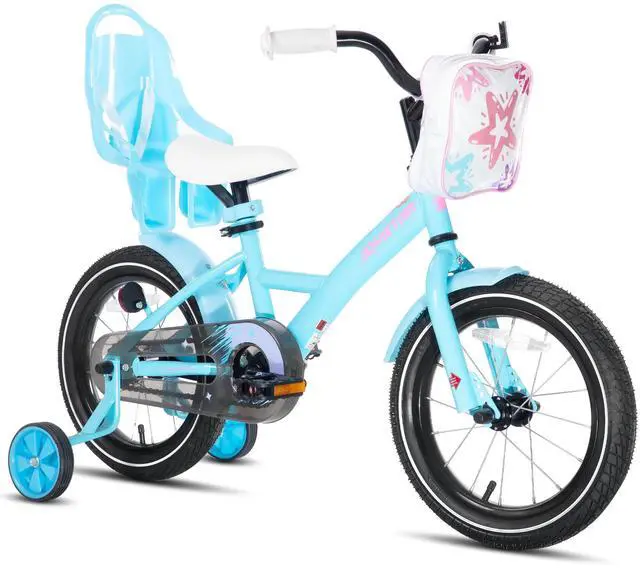 Main image of JOYSTAR Zinnia 16" Kids Bike for Ages 4-7 Girls, Children's Bicycle with Training Wheels & Doll Seat, Blue
