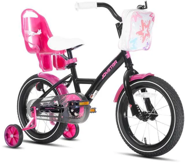 Main image of JOYSTAR Zinnia 16" Kids Bike for Ages 4-7 Girls, Children's Bicycle with Training Wheels & Doll Seat, Black