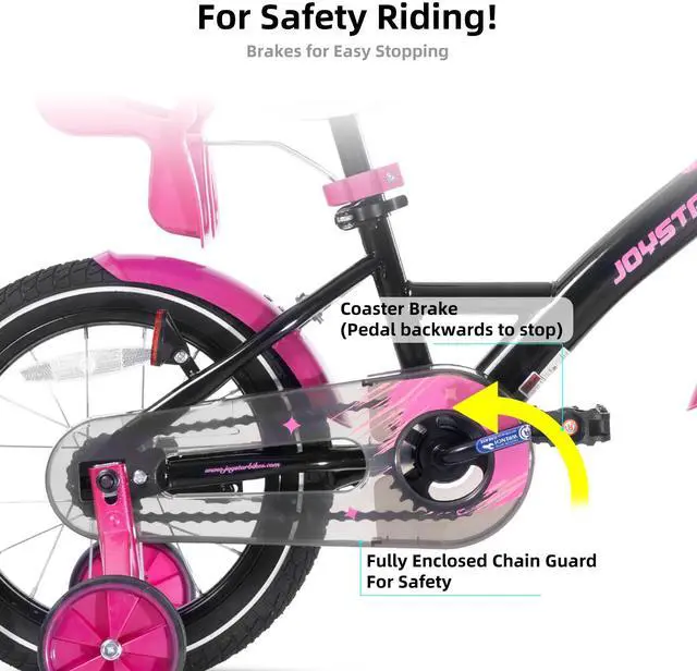Alt view image 3 of 7 - JOYSTAR Zinnia 16" Kids Bike for Ages 4-7 Girls, Children's Bicycle with Training Wheels & Doll Seat, Black