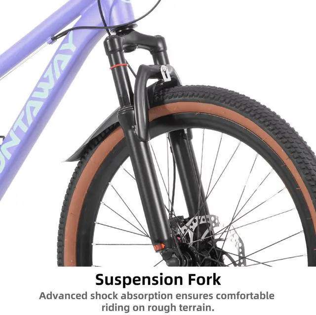 Alt view image 6 of 7 - KEANO Huntaway 24 Inch Kids Mountain Bike for Boys Girls Ages 8-12, 7-Speed Kid Bicycle with Lightweight Alloy Frame, Purple