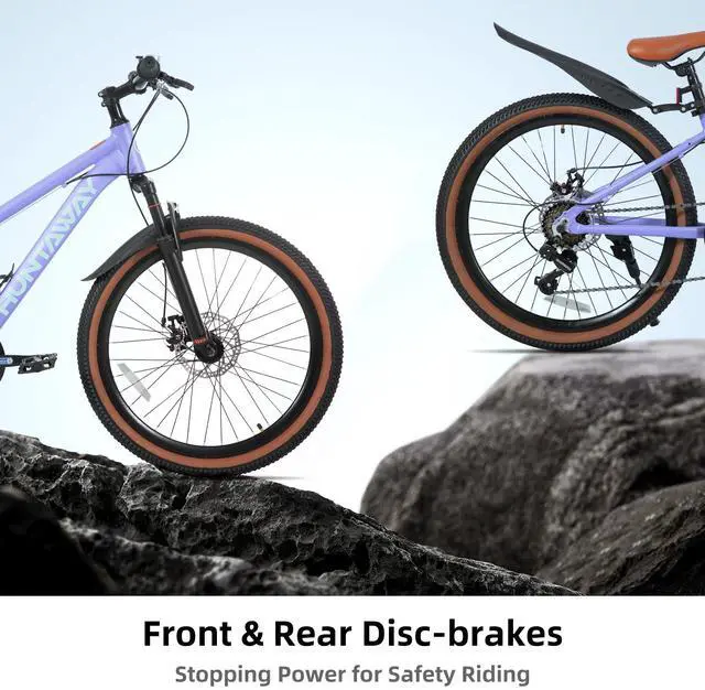 Alt view image 5 of 7 - KEANO Huntaway 24 Inch Kids Mountain Bike for Boys Girls Ages 8-12, 7-Speed Kid Bicycle with Lightweight Alloy Frame, Purple