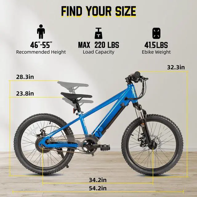 Alt view image 6 of 7 - JOYSTAR Glidex 20 Inch Kids Mountain Bike for Boys Girls Ages 6+, Childrens Bicycle MTB with Dual Disc Brake and Front Fork Suspension, Blue