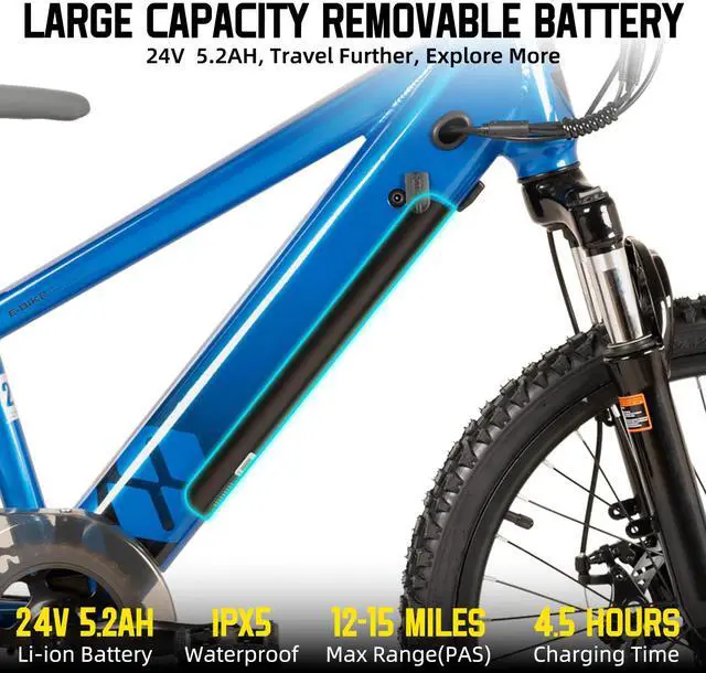 Alt view image 3 of 7 - JOYSTAR Glidex 20 Inch Kids Mountain Bike for Boys Girls Ages 6+, Childrens Bicycle MTB with Dual Disc Brake and Front Fork Suspension, Blue