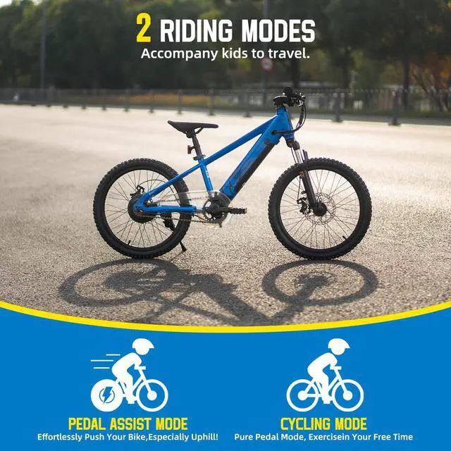 Alt view image 4 of 7 - JOYSTAR Glidex 20 Inch Kids Mountain Bike for Boys Girls Ages 6+, Childrens Bicycle MTB with Dual Disc Brake and Front Fork Suspension, Blue