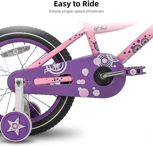 Alt view image 4 of 7 - JOYSTAR Paris Girls Bike for Ages 10+, 20 Inch Kids Bike with Training Wheels, Basket and Handbrake, Purple Pink
