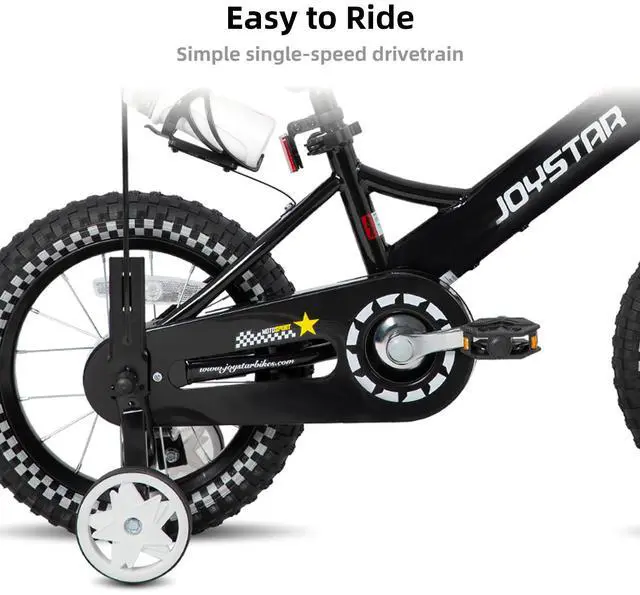Alt view image 4 of 7 - JOYSTAR Little Daisy 14" Kids Bike for Girls Boys Ages 3-5, Children's Bicycle with Doll Seat & Streamers, Black