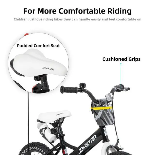 Alt view image 5 of 7 - JOYSTAR Little Daisy 14" Kids Bike for Girls Boys Ages 3-5, Children's Bicycle with Doll Seat & Streamers, Black