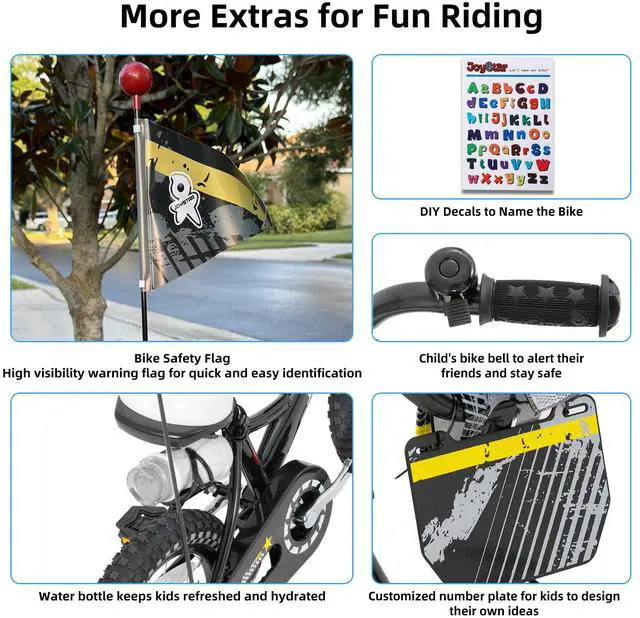 Alt view image 6 of 7 - JOYSTAR Little Daisy 14" Kids Bike for Girls Boys Ages 3-5, Children's Bicycle with Doll Seat & Streamers, Black