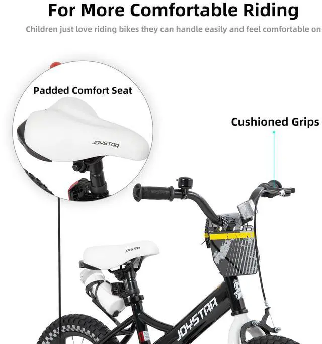 Alt view image 5 of 7 - JOYSTAR Little Daisy 16" Kids Bike for Girls Boys Ages 4-7, Children's Bicycle with Doll Seat & Streamers, Black