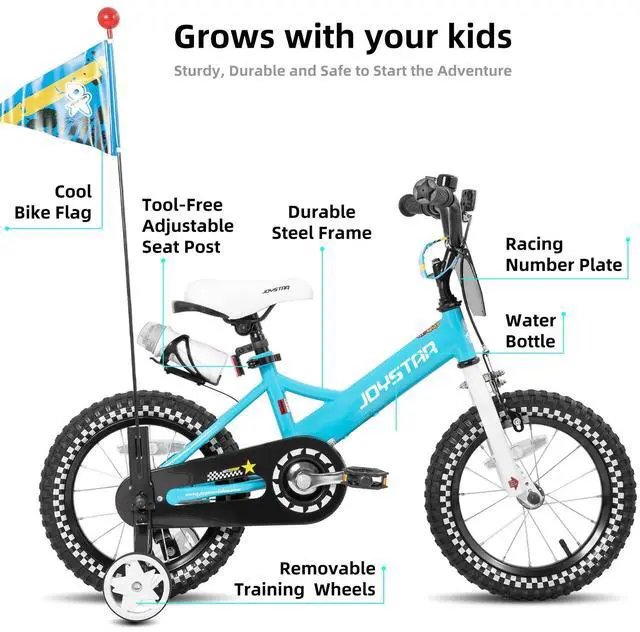 Alt view image 2 of 7 - JOYSTAR Little Daisy 12" Kids Bike for Girls Boys Ages 2-4, Children's Bicycle with Doll Seat & Streamers, Blue