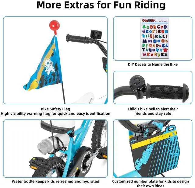 Alt view image 6 of 7 - JOYSTAR Little Daisy 12" Kids Bike for Girls Boys Ages 2-4, Children's Bicycle with Doll Seat & Streamers, Blue