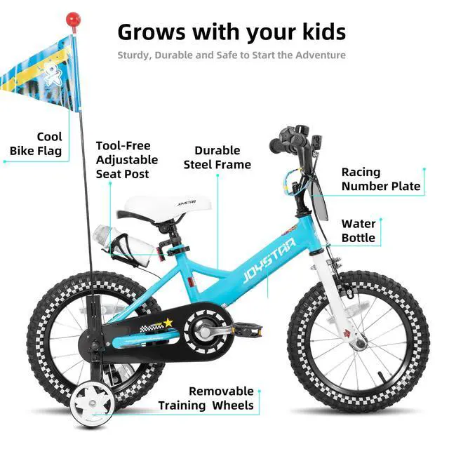 Alt view image 2 of 7 - JOYSTAR Little Daisy 16" Kids Bike for Girls Boys Ages 4-7, Children's Bicycle with Doll Seat & Streamers, Blue