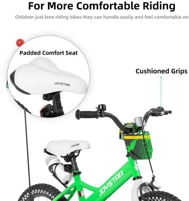 Alt view image 5 of 7 - JOYSTAR Little Daisy 12" Kids Bike for Girls Boys Ages 2-4, Children's Bicycle with Doll Seat & Streamers, Green