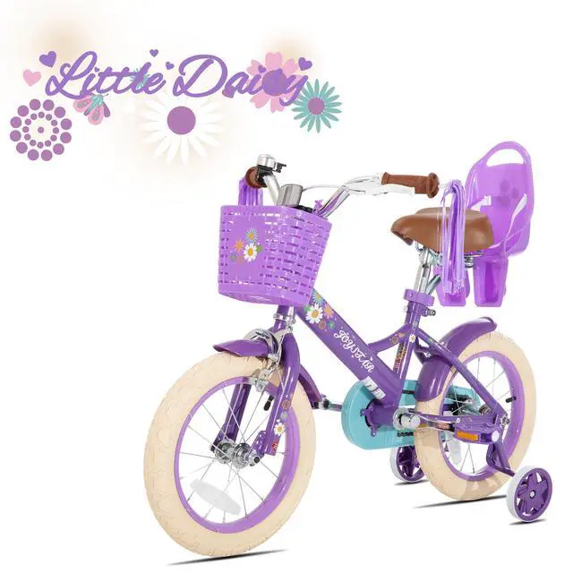 Alt view image 2 of 7 - JOYSTAR Little Daisy 14" Kids Bike for Girls Boys Ages 3-5, Children's Bicycle with Doll Seat & Streamers, Purple