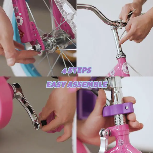 Alt view image 6 of 7 - JOYSTAR Little Daisy 16" Kids Bike for Girls Boys Ages 4-7, Children's Bicycle with Doll Seat & Streamers, Purple