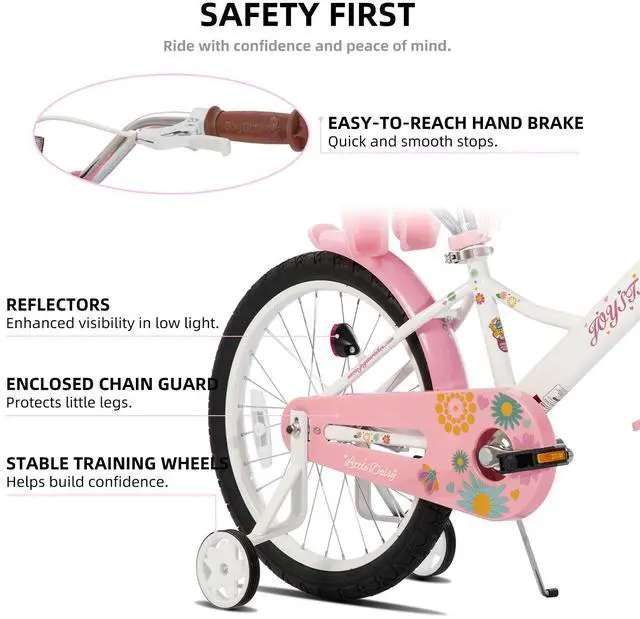 Alt view image 3 of 7 - JOYSTAR Little Daisy 20" Kids Bike for Girls Boys Ages 8+, Children's Bicycle with Doll Seat & Streamers, White