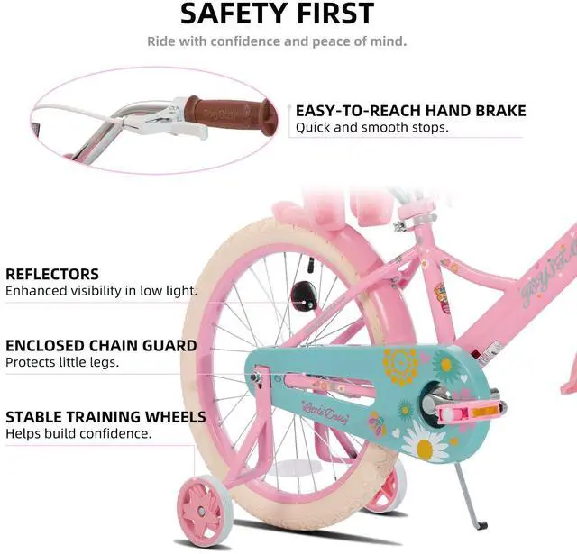 Alt view image 3 of 7 - JOYSTAR Little Daisy 20" Kids Bike for Girls Boys Ages 8+, Children's Bicycle with Doll Seat & Streamers, Pink