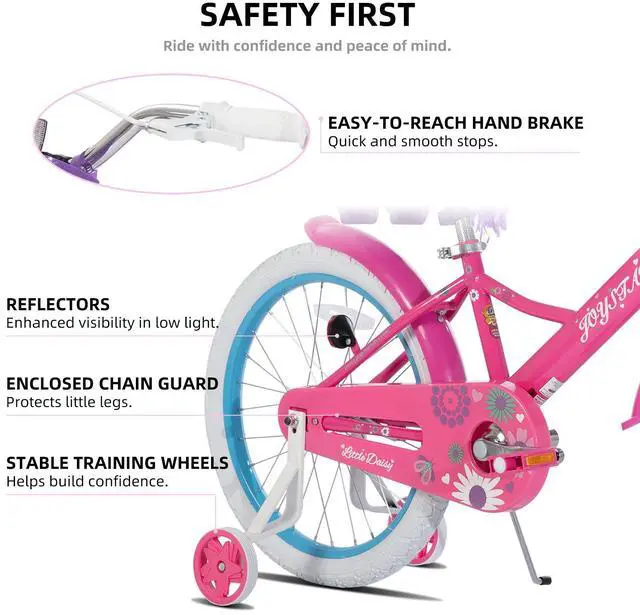 Alt view image 3 of 7 - JOYSTAR Little Daisy 20" Kids Bike for Girls Boys Ages 8+, Children's Bicycle with Doll Seat & Streamers, Purple Pink