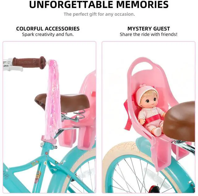 Alt view image 5 of 7 - JOYSTAR Little Daisy 20" Kids Bike for Girls Boys Ages 8+, Children's Bicycle with Doll Seat & Streamers, Blue