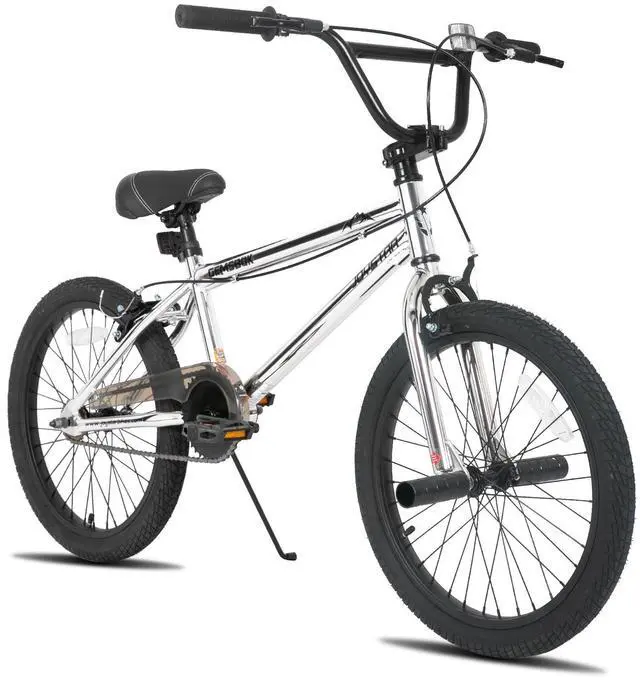 Main image of JOYSTAR 24 Inch Kids BMX Bike for Boys Girls Ages 7-12, Freestyle Bicycle for Beginner Level Riders with 2 Pegs, Silver 24"