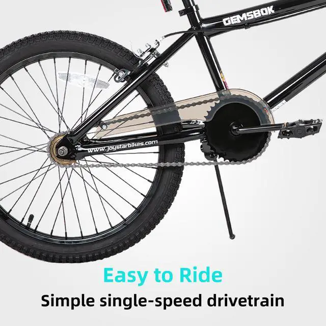 Alt view image 3 of 7 - JOYSTAR 24 Inch Kids BMX Bike for Boys Girls Ages 7-12, Freestyle Bicycle for Beginner Level Riders with 2 Pegs, Black